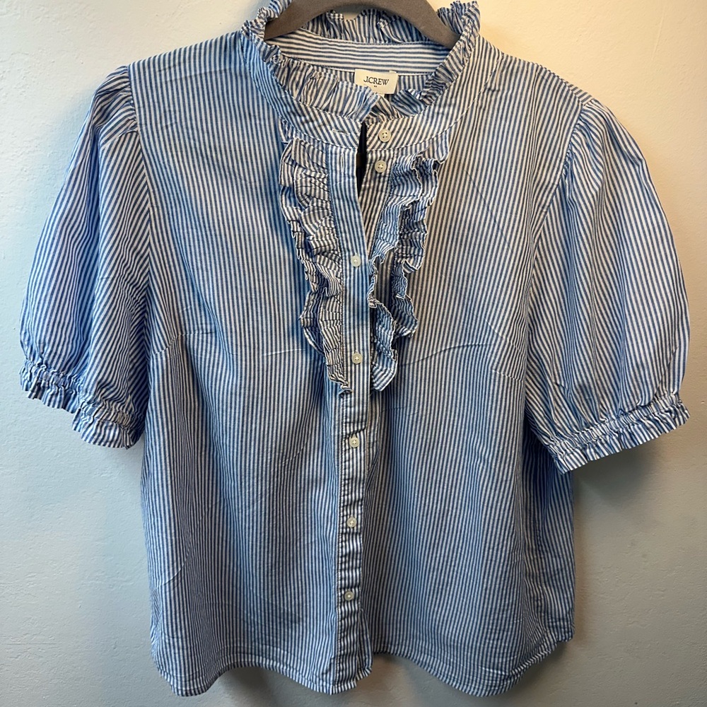 J.Crew Women's Striped Ruffle Blouse - Picture 3 of 4